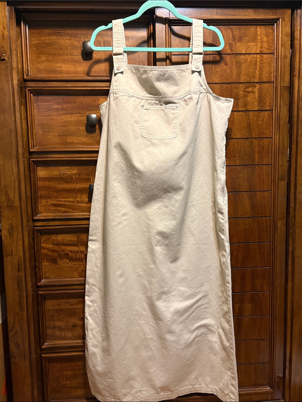 New York & Company Long Khaki Overall Dress